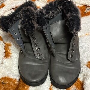 Gray Fur-Lined Women's Boots